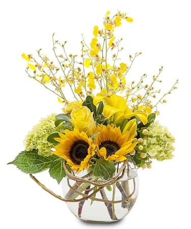 Sunshine Orchid Rays Sunflowers Orchid Flower Arrangement